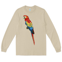 Mushroom Scarlet Macaw Parrot Long Sleeve Tee - LillyAllenDesigns