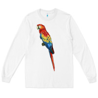 White Scarlet Macaw Parrot Long Sleeve Tee - LillyAllenDesigns