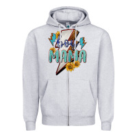 Heather Grey boy mama lightning bold Zipper Hoodie - NancyCooperArtShop