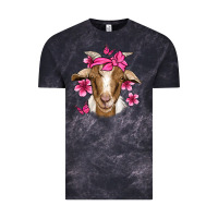 Cloud Black pink floral bandana goat Vintage Tee - Jasminsmagicworld