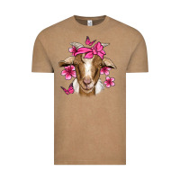 Vintage Coffee pink floral bandana goat Vintage Tee - Jasminsmagicworld