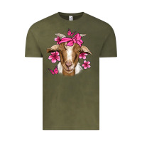 Vintage Olive pink floral bandana goat Vintage Tee - Jasminsmagicworld