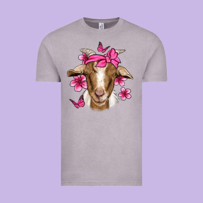 Pink Floral Bandana Goat Vintage Tee Designed By Jasminsmagicworld