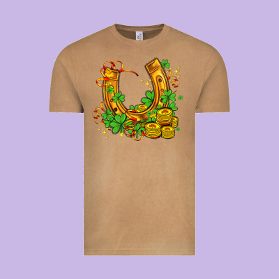 Horseshoe With Shamrocks And Coin Vintage Tee Designed By Adodesignshop