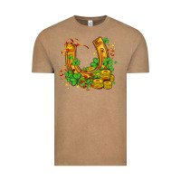 Vintage Coffee horseshoe with shamrocks and coin Vintage Tee - AdoDesignShop