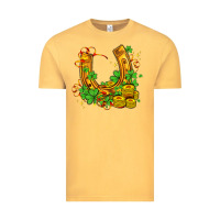 Vintage Mustard horseshoe with shamrocks and coin Vintage Tee - AdoDesignShop