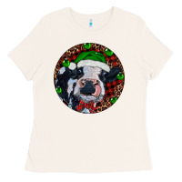 Bone Baby Cow Christmas Ladies Tee - RanaPortraitStore