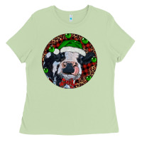 Matcha Baby Cow Christmas Ladies Tee - RanaPortraitStore