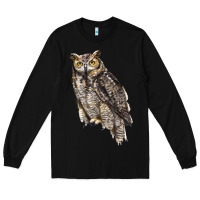 Black Great Horned Owl Long Sleeve Tee - LillyAllenDesigns