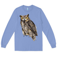 Colony Blue Great Horned Owl Long Sleeve Tee - LillyAllenDesigns