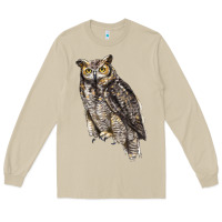 Mushroom Great Horned Owl Long Sleeve Tee - LillyAllenDesigns