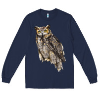 Navy Great Horned Owl Long Sleeve Tee - LillyAllenDesigns