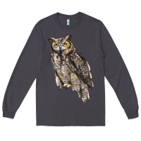Smoke Great Horned Owl Long Sleeve Tee - LillyAllenDesigns