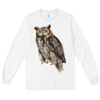 White Great Horned Owl Long Sleeve Tee - LillyAllenDesigns