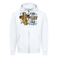White pray on it pray over it pray through it Zipper Hoodie - MaliasSmallBusiness