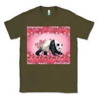 Army Green Panda With Sakura Blooms Classic Tee - LillyAllenDesigns