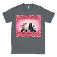 Charcoal Heather Panda With Sakura Blooms Classic Tee - LillyAllenDesigns