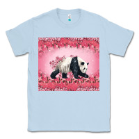 Dusty Blue Panda With Sakura Blooms Classic Tee - LillyAllenDesigns
