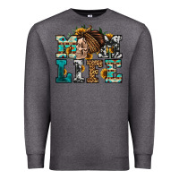 Charcoal Heather western momlife skull with bandana Premium Sweatshirt - Jasminsmagicworld