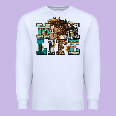 Western Momlife Skull With Bandana Premium Sweatshirt Designed By Jasminsmagicworld