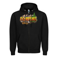 Black camping Zipper Hoodie - NancyCooperArtShop