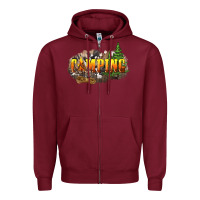 Burgundy camping Zipper Hoodie - NancyCooperArtShop