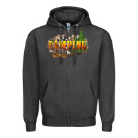 Charcoal Heather camping Zipper Hoodie - NancyCooperArtShop