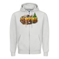 Dove Grey camping Zipper Hoodie - NancyCooperArtShop