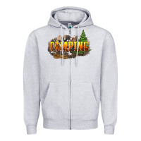 Heather Grey camping Zipper Hoodie - NancyCooperArtShop