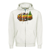 Oatmeal Heather camping Zipper Hoodie - NancyCooperArtShop