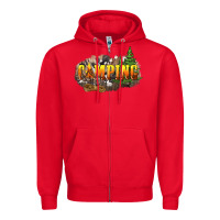Red camping Zipper Hoodie - NancyCooperArtShop