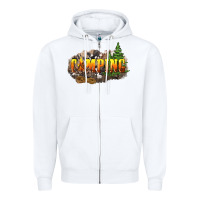 White camping Zipper Hoodie - NancyCooperArtShop