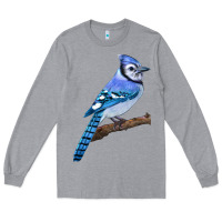 Heather Grey Blue Jay Bird Long Sleeve Tee - LillyAllenDesigns