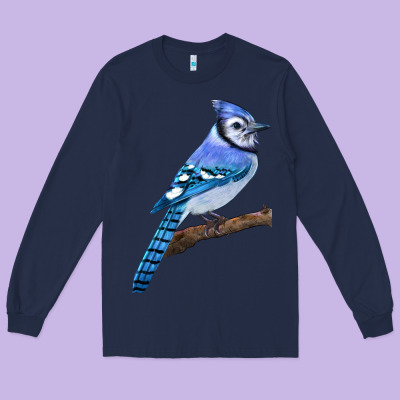 Blue Jay Bird Long Sleeve Tee Designed By Lillyallendesigns