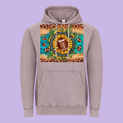 Football Leopard Turquoise Sunflower Vintage Hoodie Designed By Jahusdesignshop