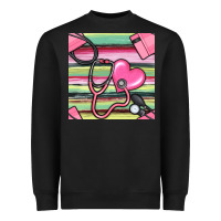 Black Nurse Stethoscope Seamless Pattern Heavyweight Sweatshirt - BundleAndBundleShop