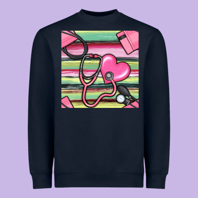 Nurse Stethoscope Seamless Pattern Heavyweight Sweatshirt Designed By Bundleandbundleshop