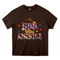 Chocolate Brown god bless america Heavy Core Tee - texasbilliewilder