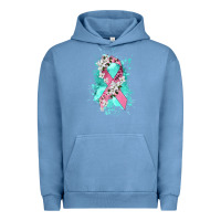 Pigment Pebble Blue cancer ribbon Urban Hoodie - CowGirlArtShop