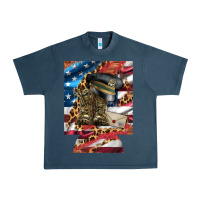 Usa Flag And Leopard With Boots 12 Oz Regular Can Cooler Urban Heavy Tee | Teevron