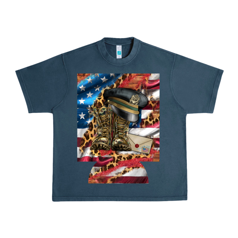 Usa Flag And Leopard With Boots 12 Oz Regular Can Cooler Urban Heavy Tee by Artiststas | Teevron