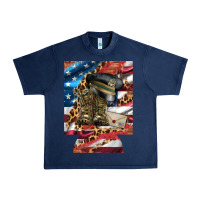 Navy usa flag and leopard with boots 12 oz regular can cooler Urban Heavy Tee - Artiststas