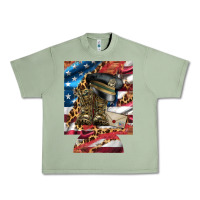 Oil Green usa flag and leopard with boots 12 oz regular can cooler Urban Heavy Tee - Artiststas