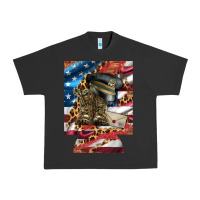 Pigment Black usa flag and leopard with boots 12 oz regular can cooler Urban Heavy Tee - Artiststas