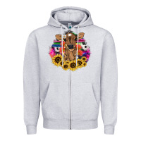 Heather Grey baby cow flower Zipper Hoodie - NancyCooperArtShop