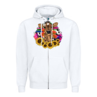 White baby cow flower Zipper Hoodie - NancyCooperArtShop