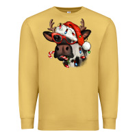 Antique Gold Christmas cow with antlers Premium Sweatshirt - Jasminsmagicworld