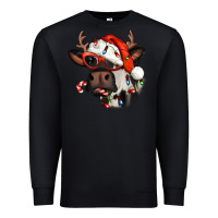 Black Christmas cow with antlers Premium Sweatshirt - Jasminsmagicworld