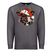 Charcoal Heather Christmas cow with antlers Premium Sweatshirt - Jasminsmagicworld