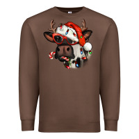 Chestnut Christmas cow with antlers Premium Sweatshirt - Jasminsmagicworld